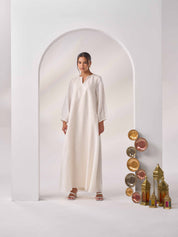 V-Cut Linen Kaftan LN-06