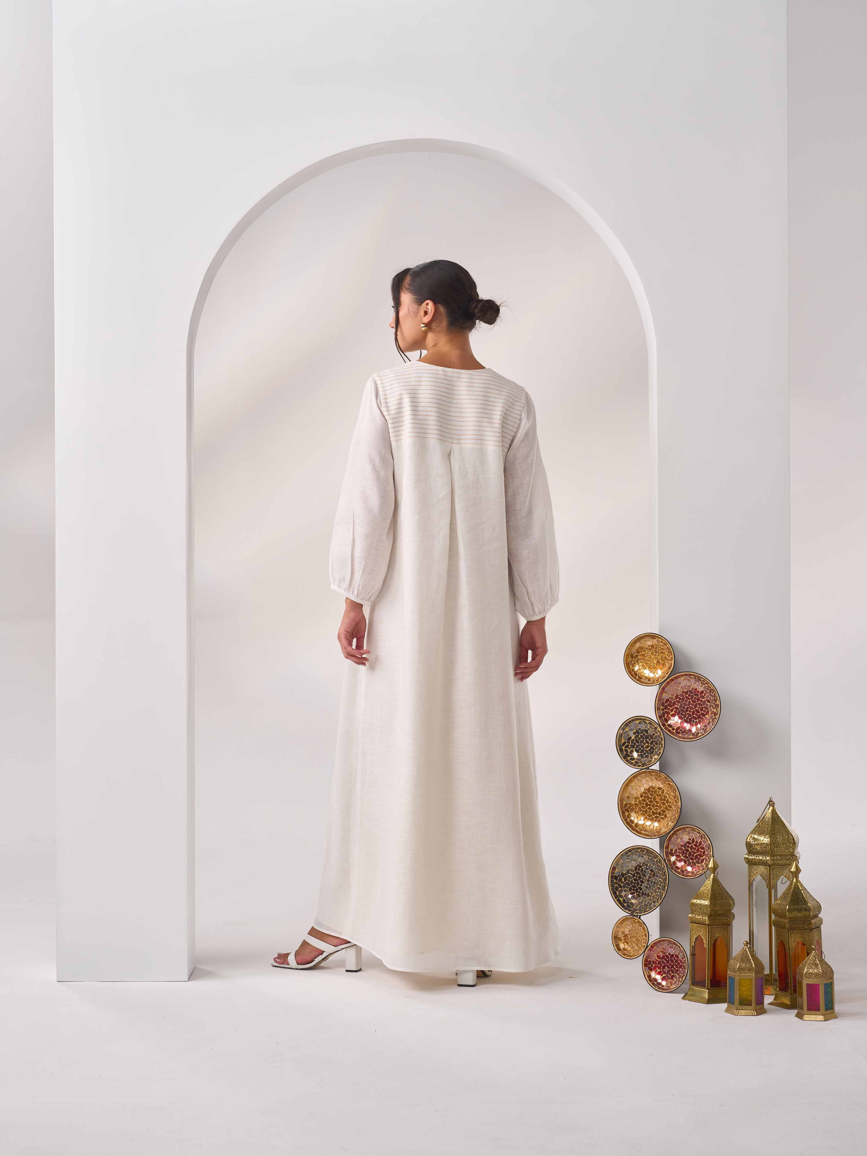V-Cut Linen Kaftan LN-06