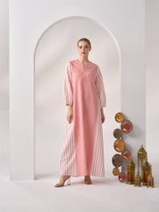 V-Cut Linen Kaftan LN-06