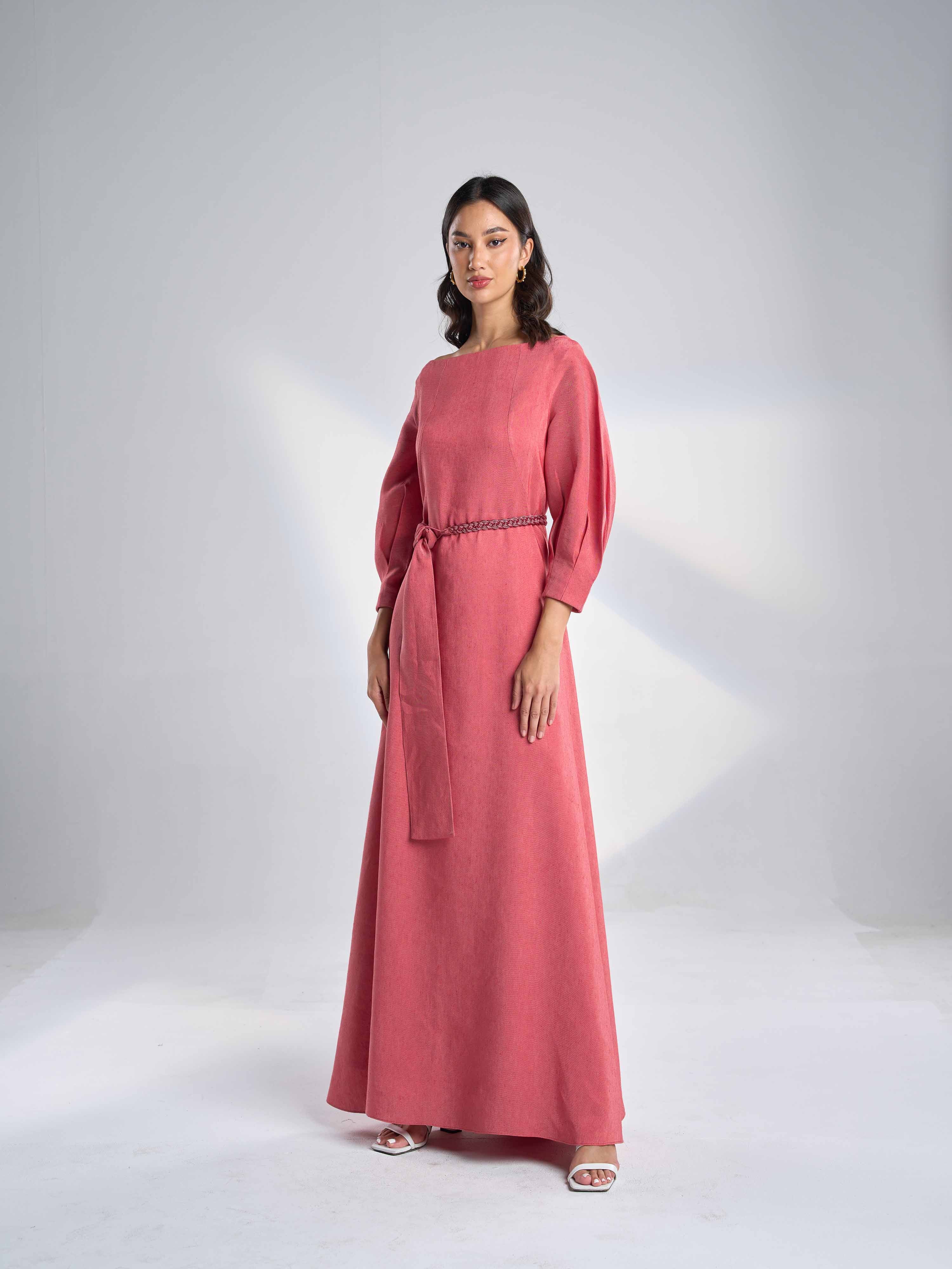 Silk Linen Maxi Dress - Modest Silk linen Dre