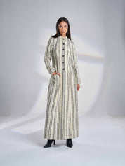 Collared Button-Up Tweed Coat F-01