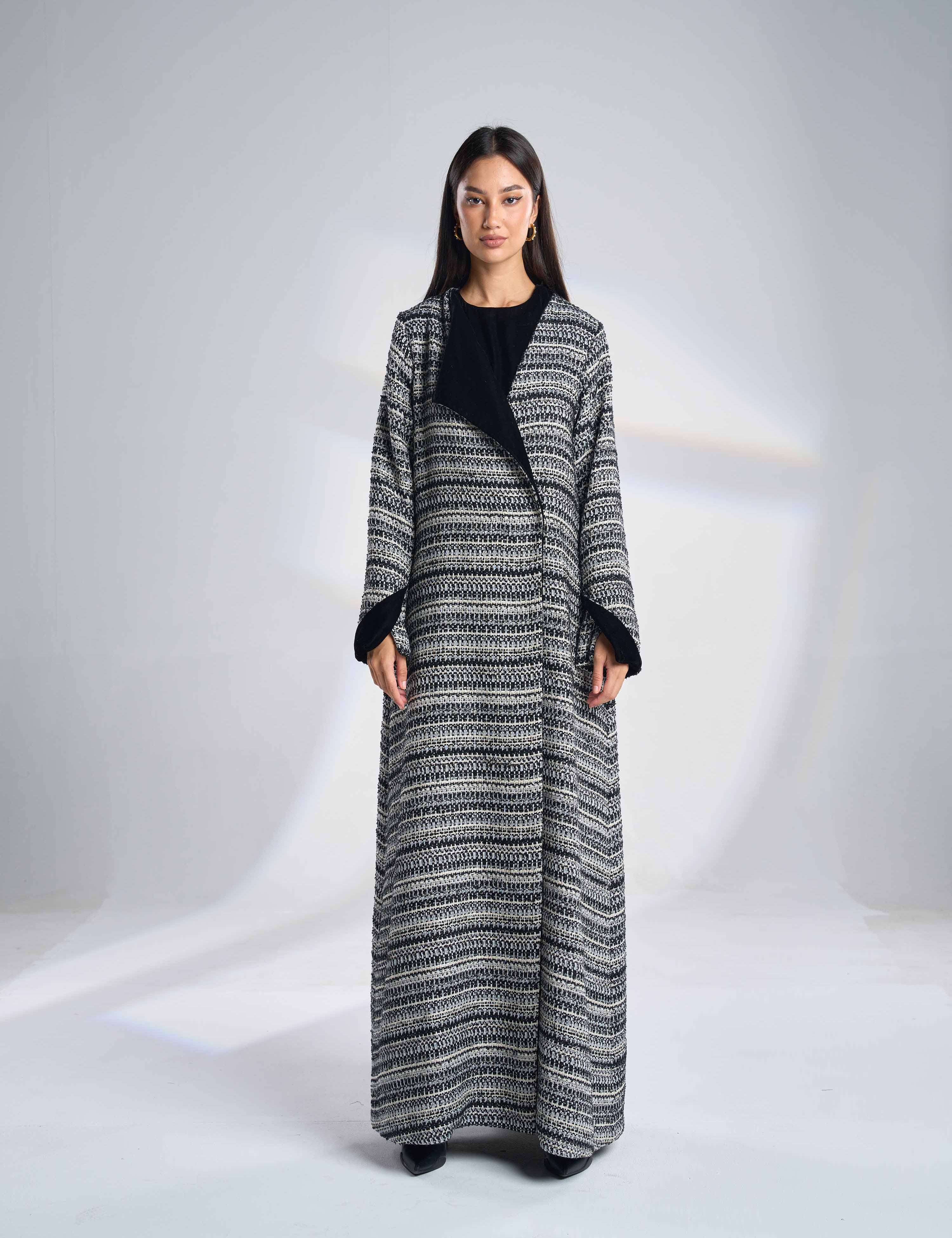 Half Collar Tweed Coat F-05