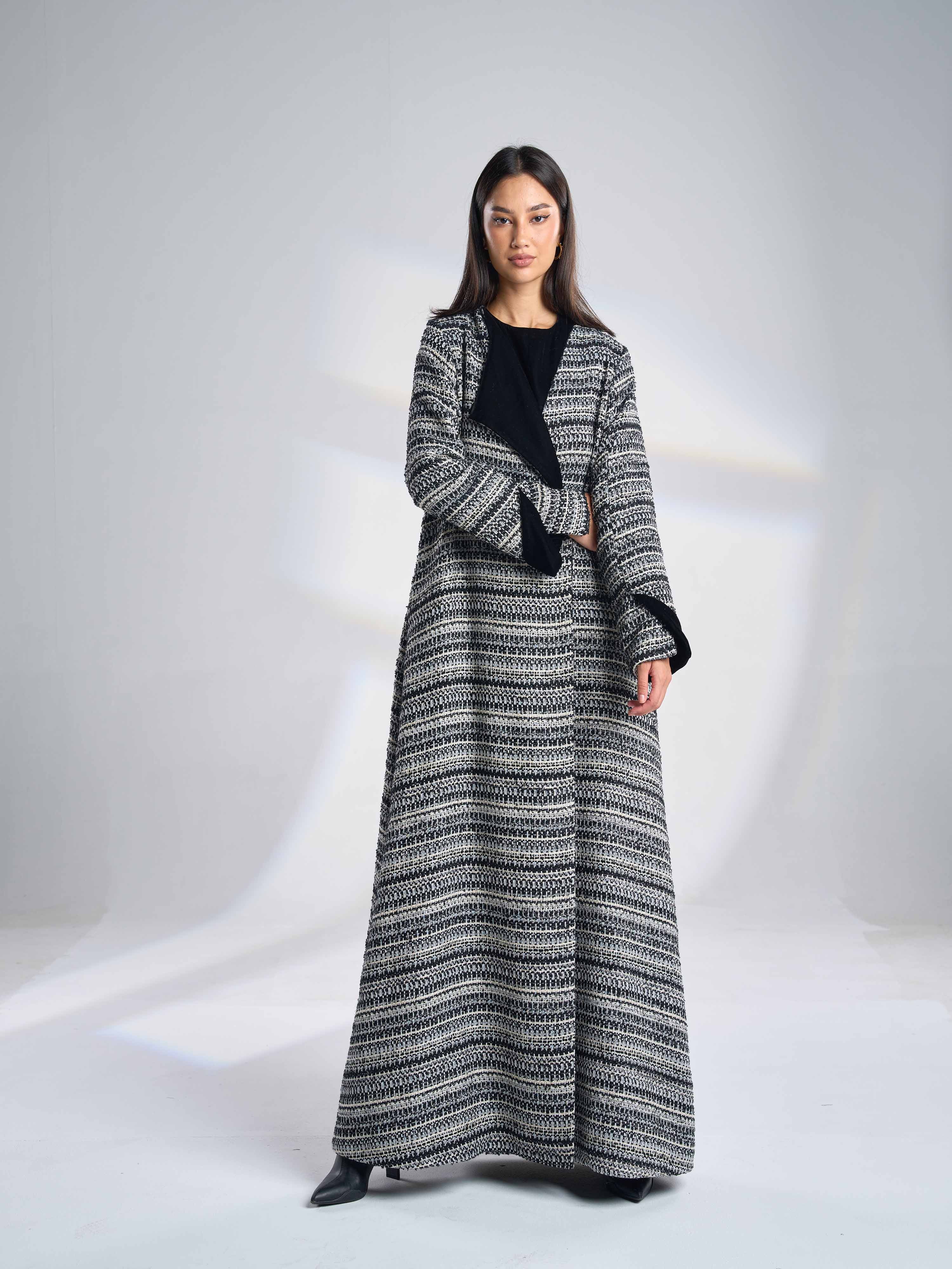 Half Collar Tweed Coat F-05