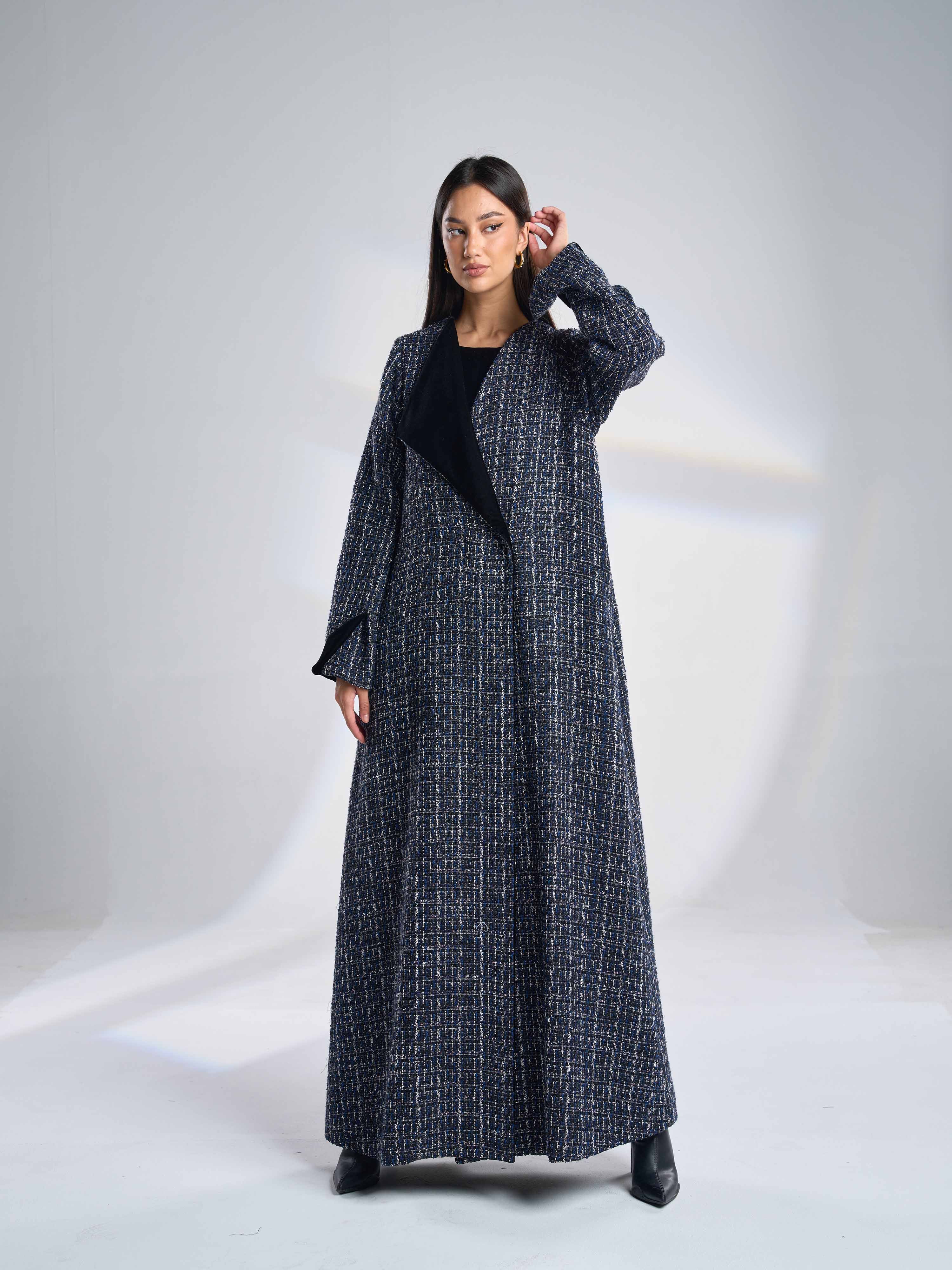 Half Collar Tweed Coat F-05