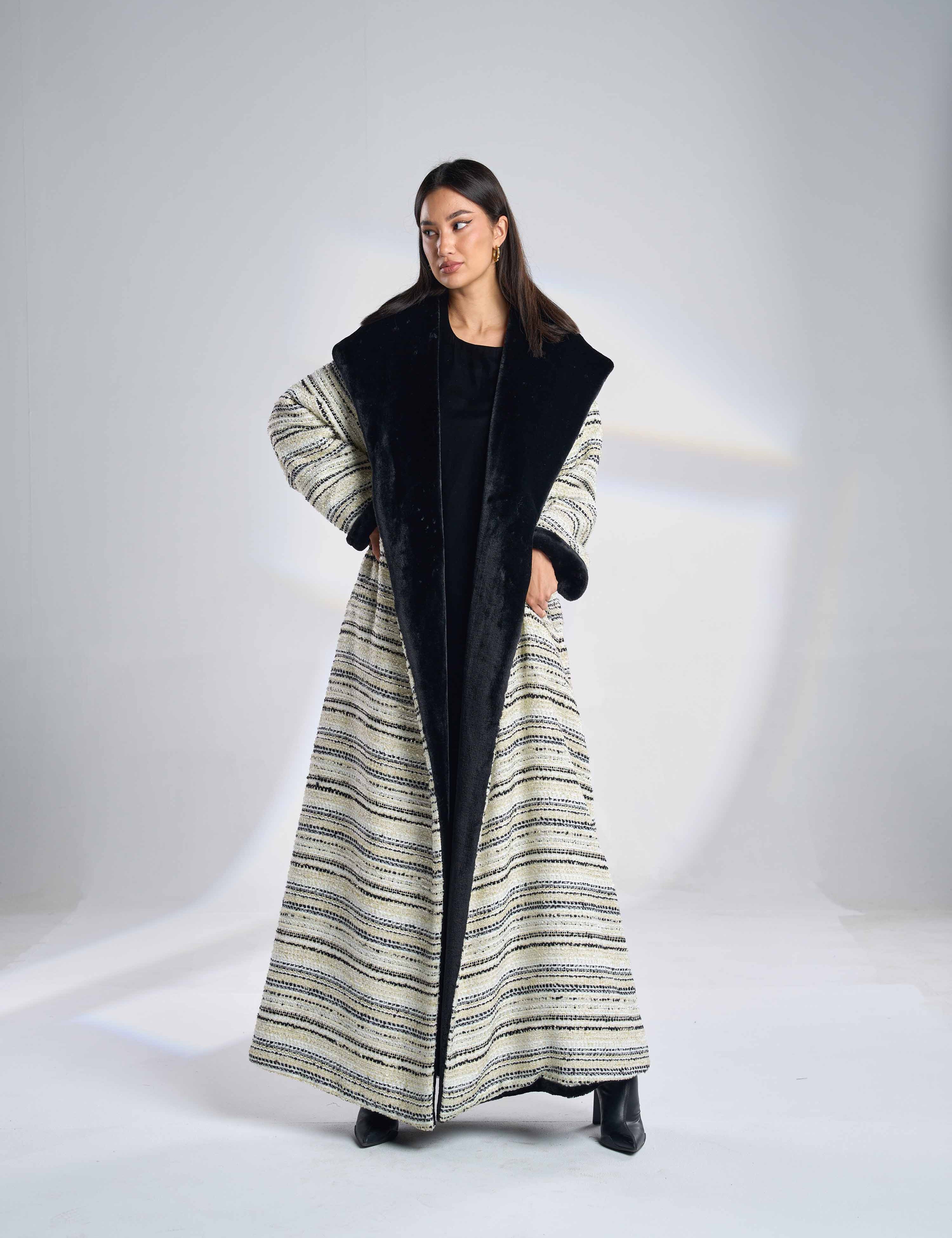 Double Layered Tweed Coat F-07