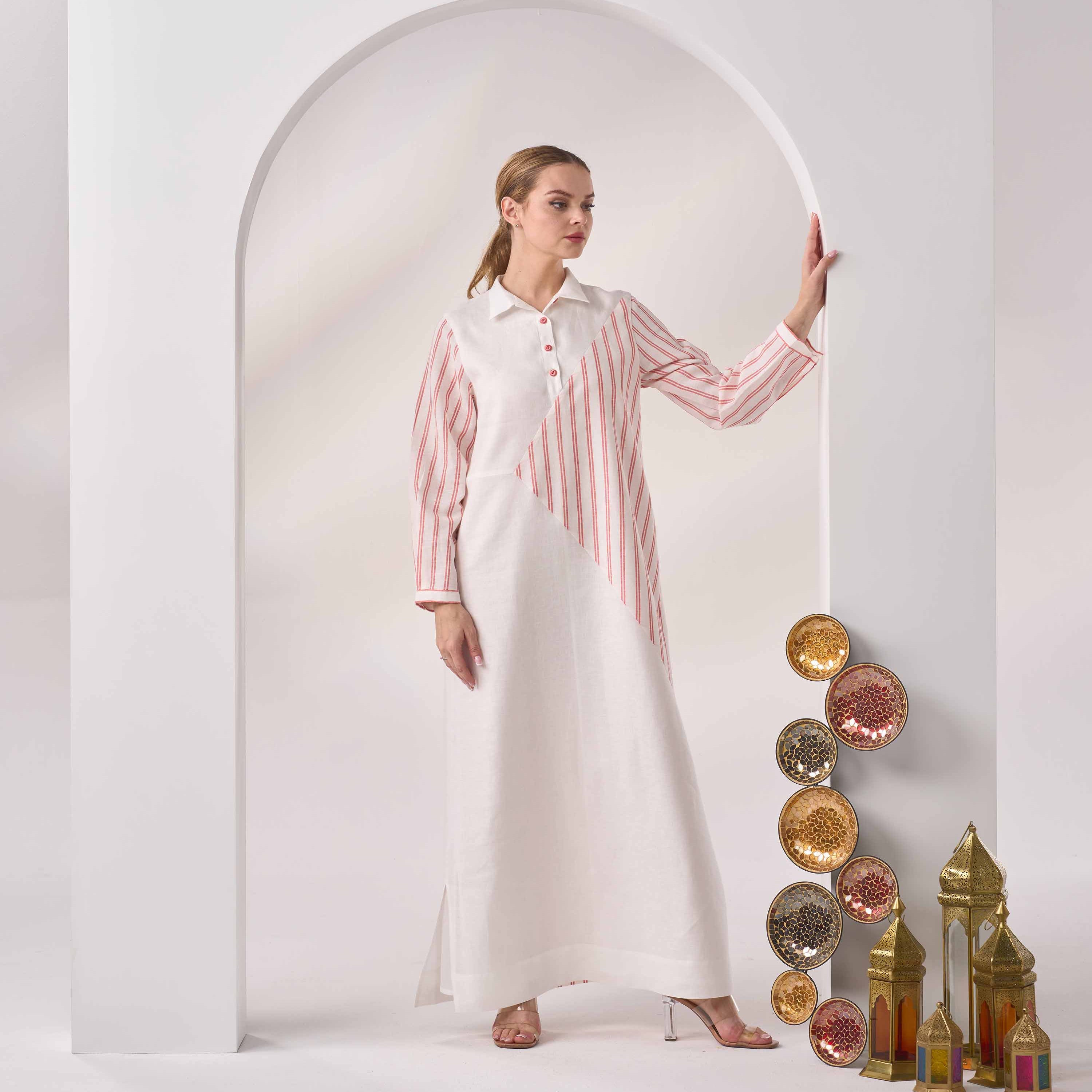 Collared Linen Kaftan LN-05