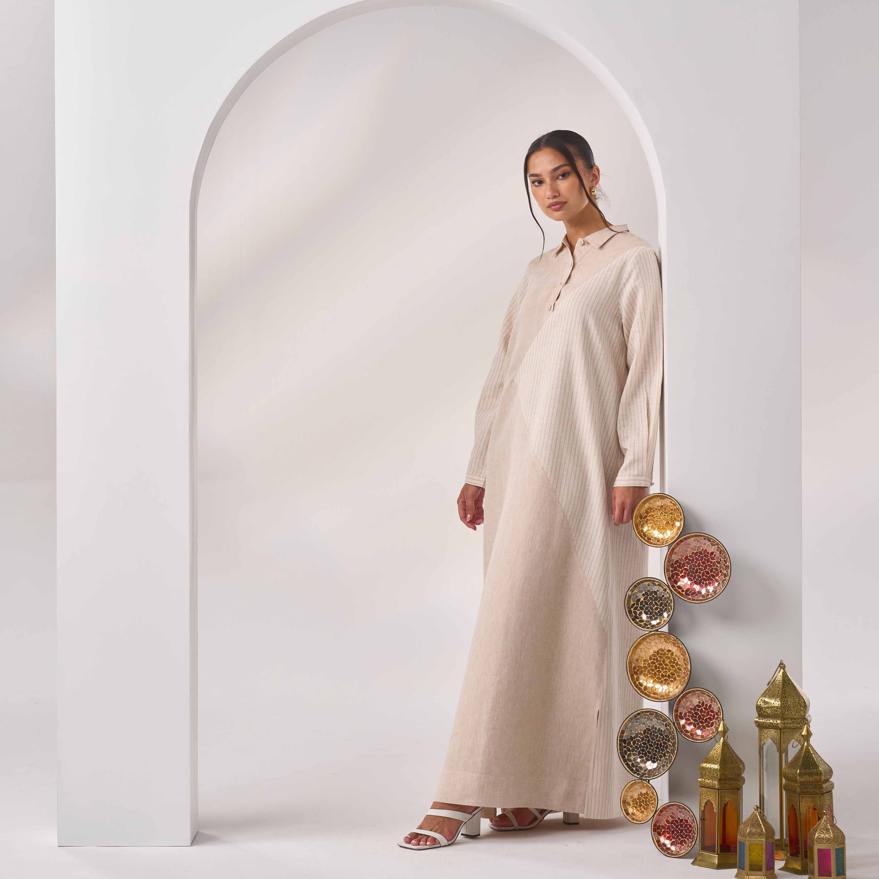 Collared Linen Kaftan LN-05