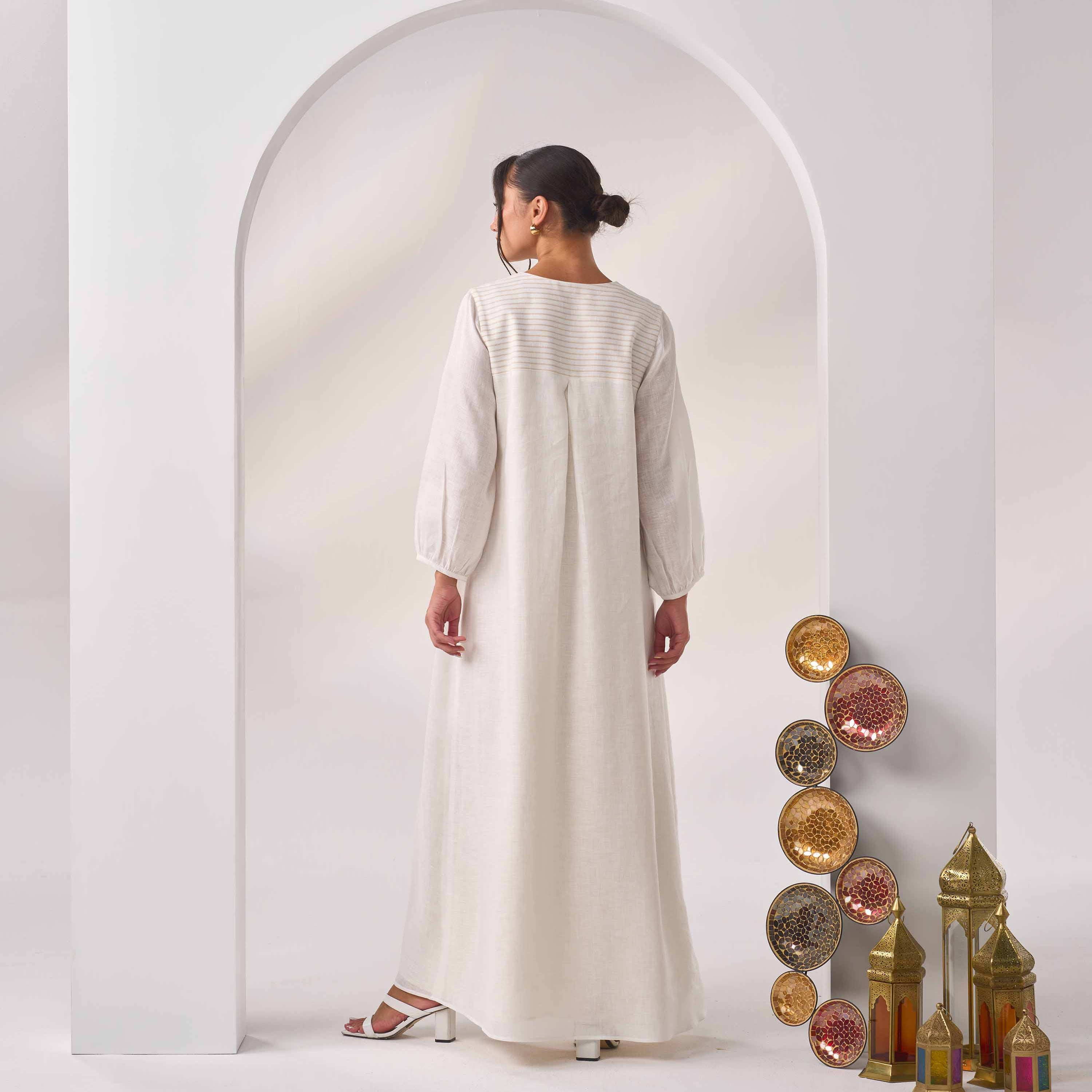 V-Cut Linen Kaftan LN-06
