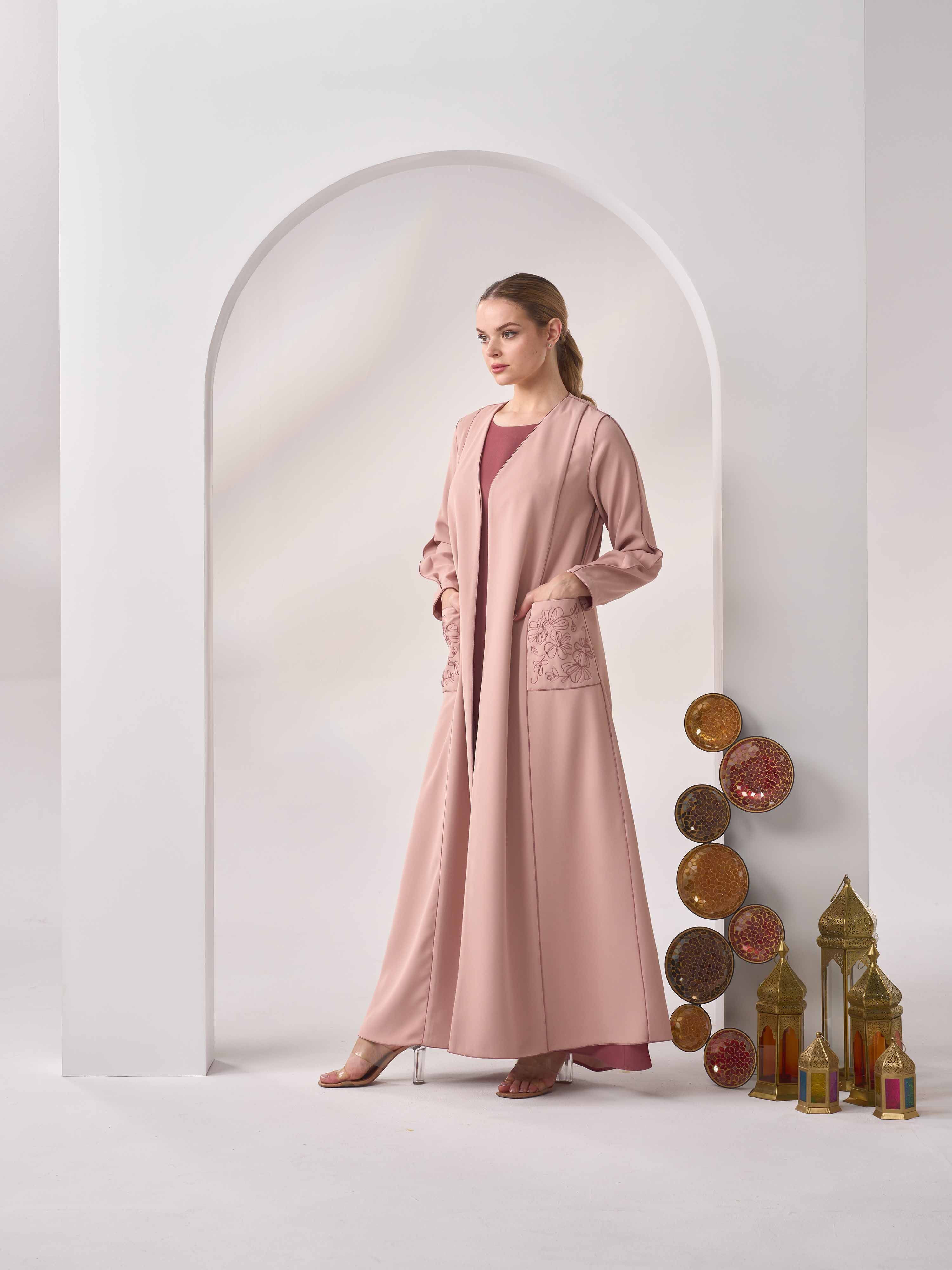 Embroidered Crepe Abaya Set LN-07