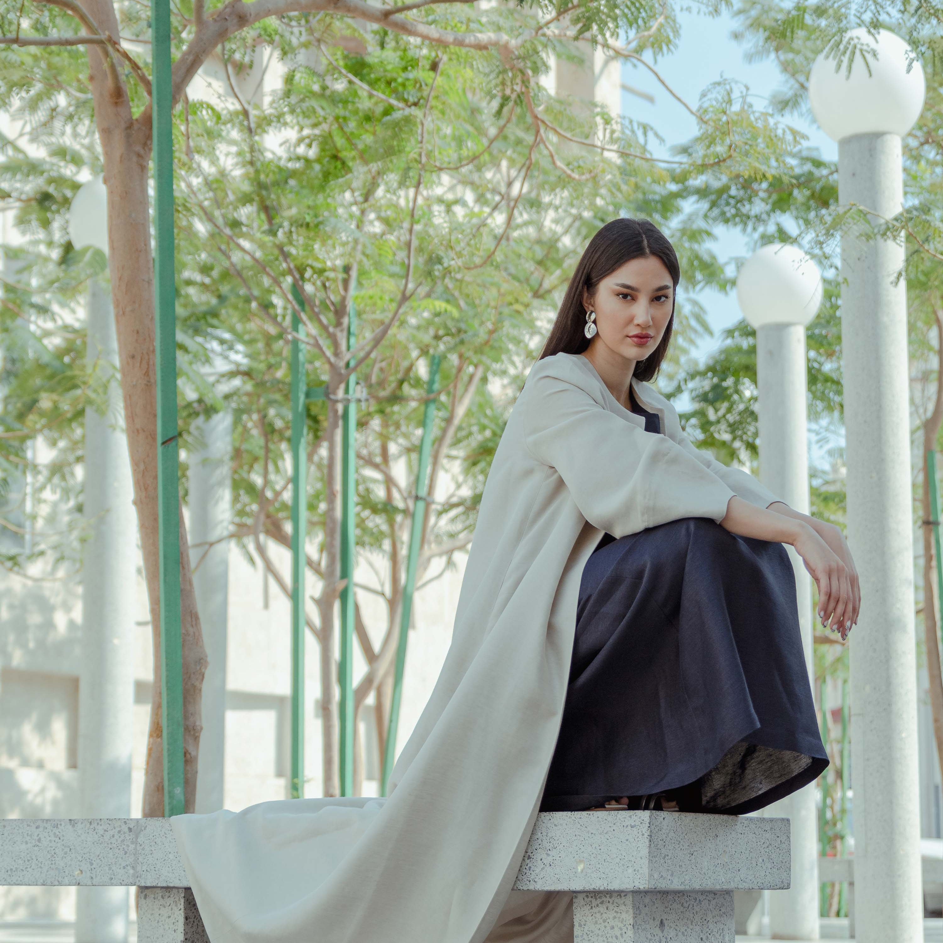 Silk Linen Abaya - view 2 - Nesma Studio