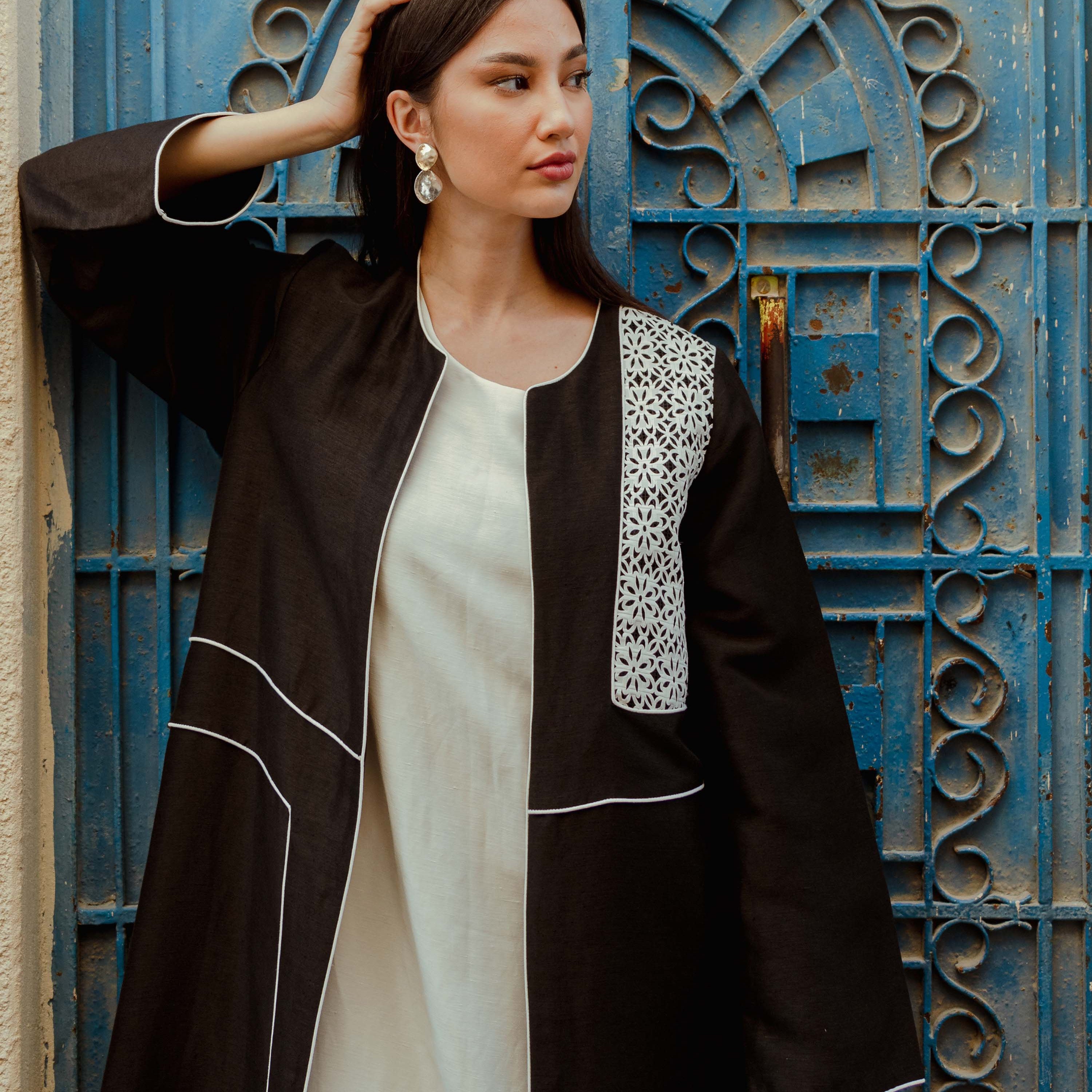 Silk Linen Mosaic Abaya SD-10