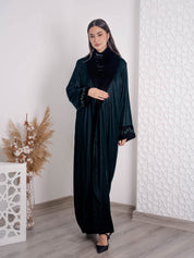 Cuffs Embroidery Double Velvet Abaya FV-05