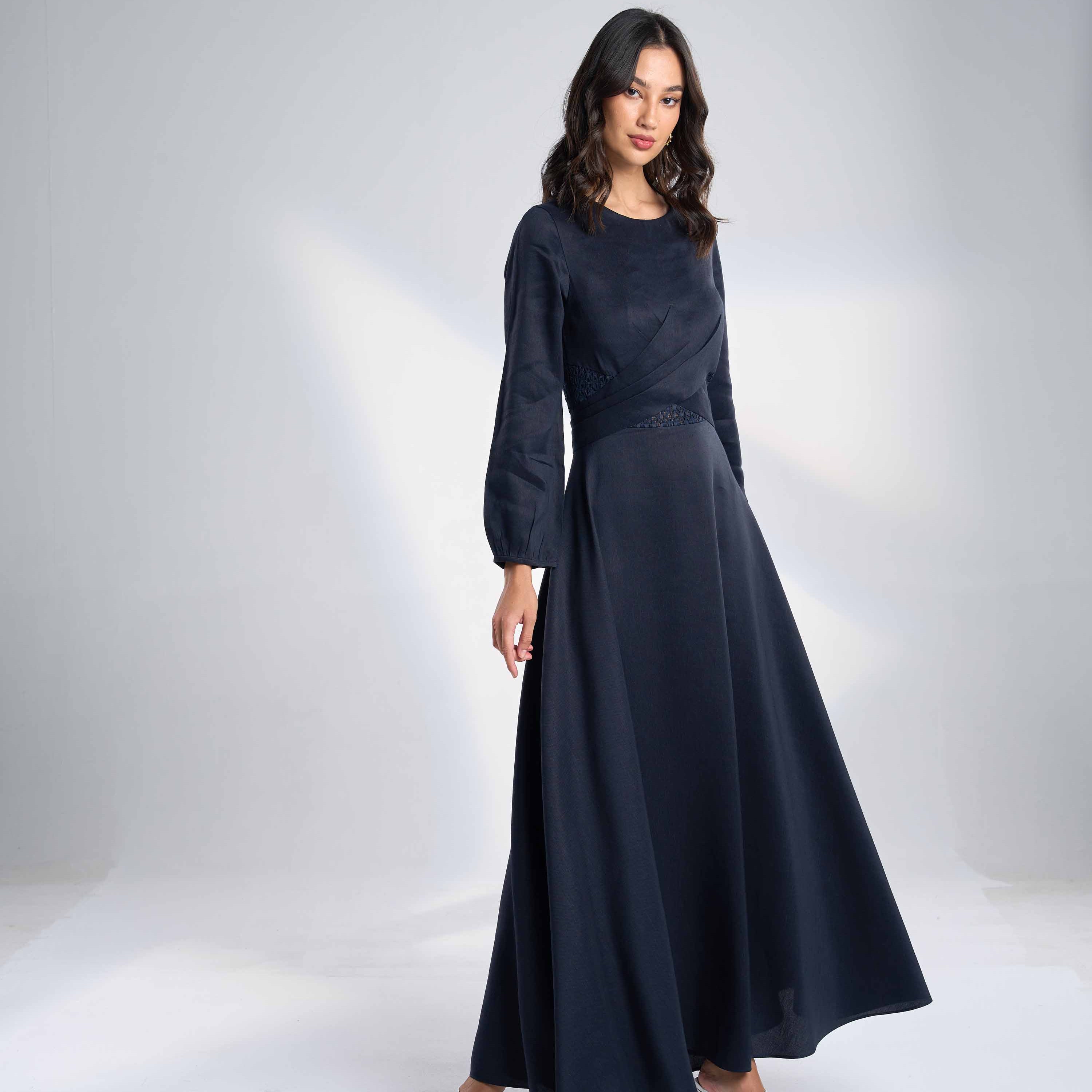 Silk Linen Maxi Dress EL-17