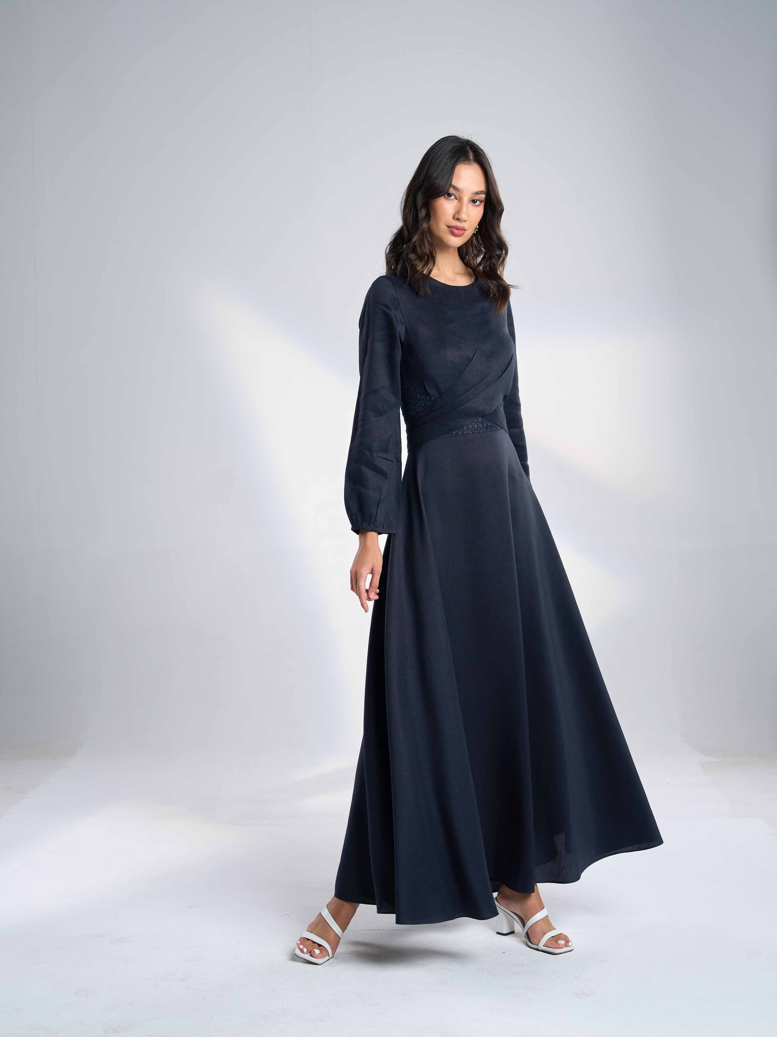 Silk Linen Maxi Dress EL-17