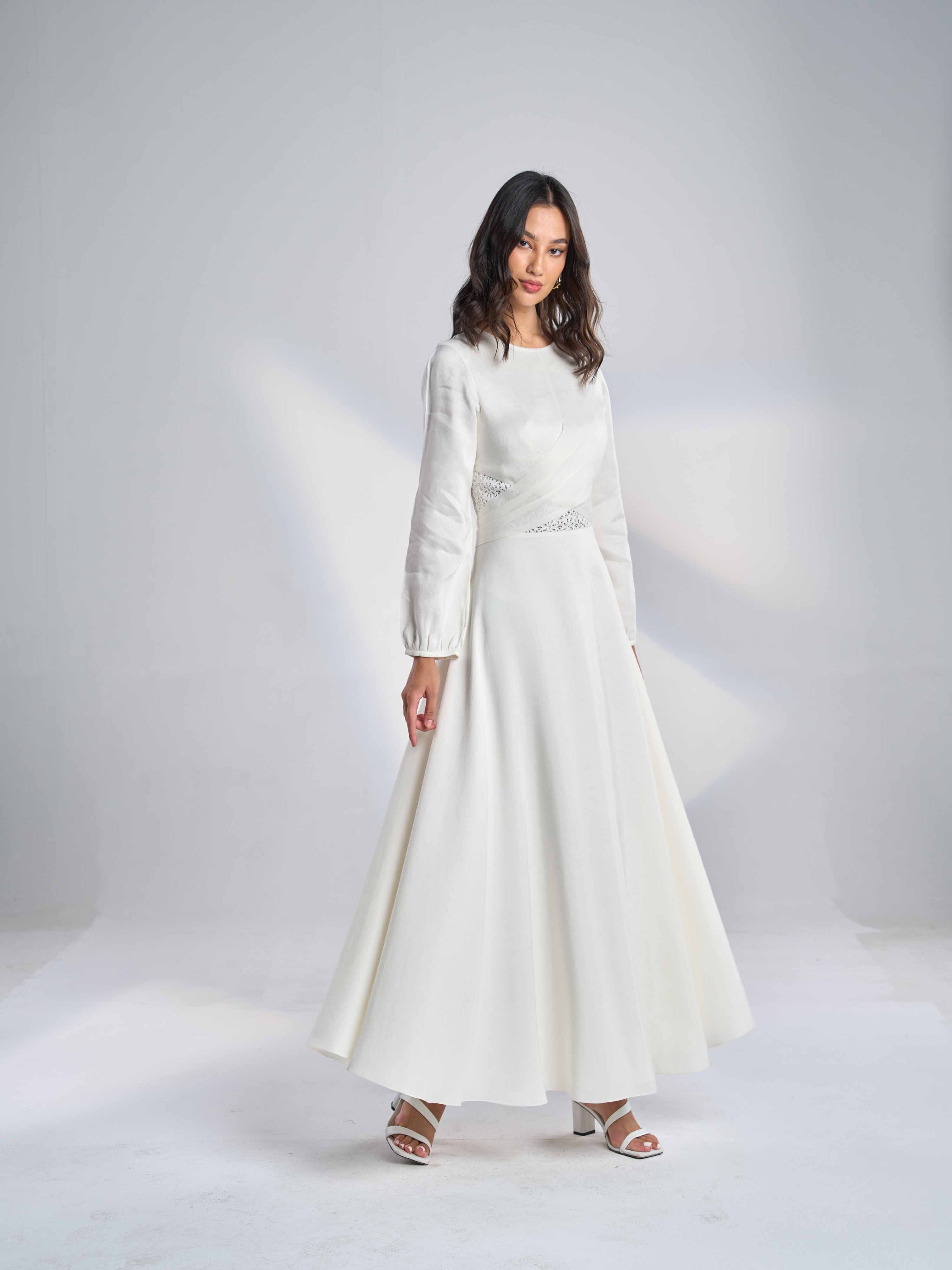 Silk Linen Maxi Dress - Modest Silk linen Dre | Nesma Studio Silk Linen Maxi Dress - Modest Silk linen Dre | Nesma Studio
