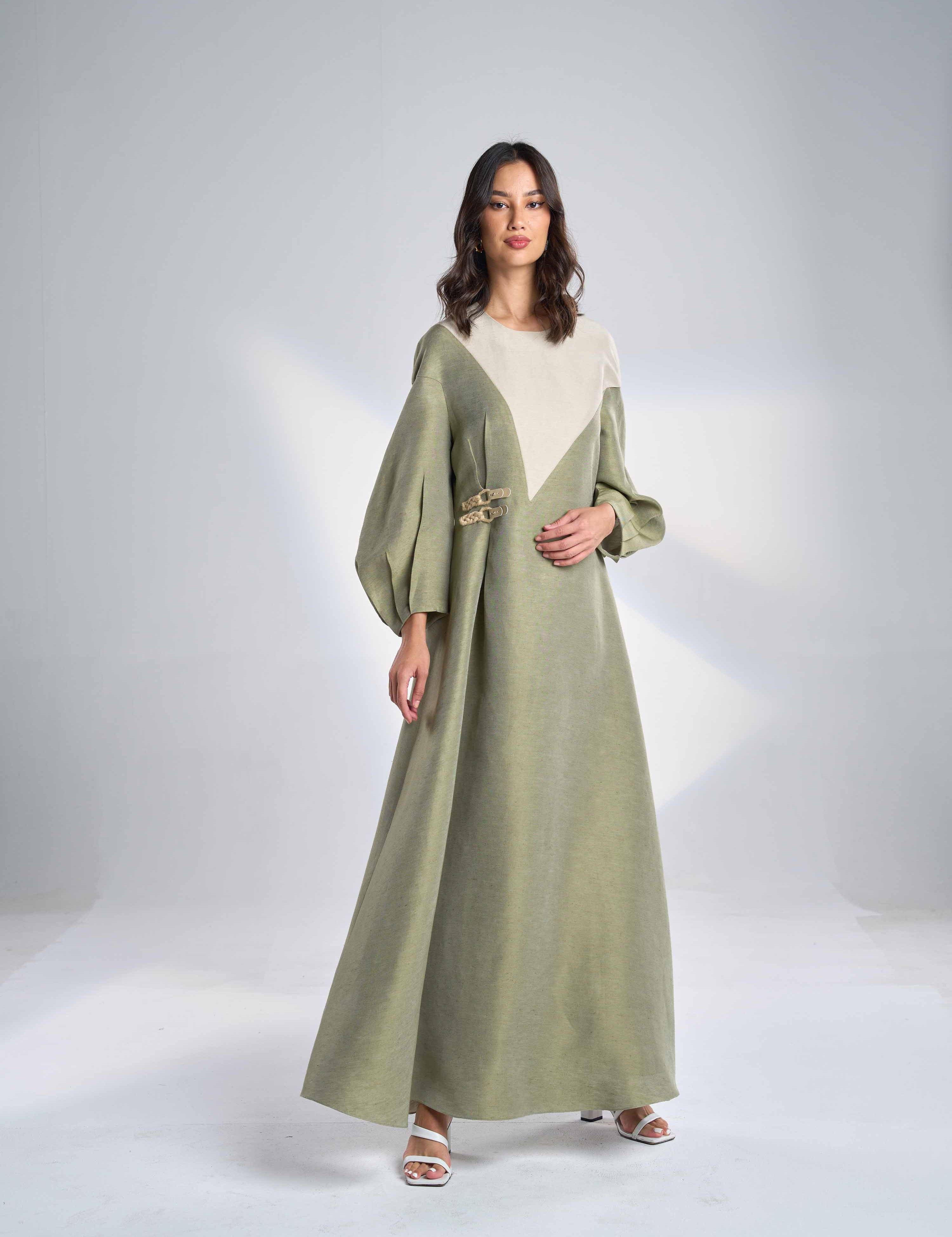 Silk Linen Maxi Dress EL-28