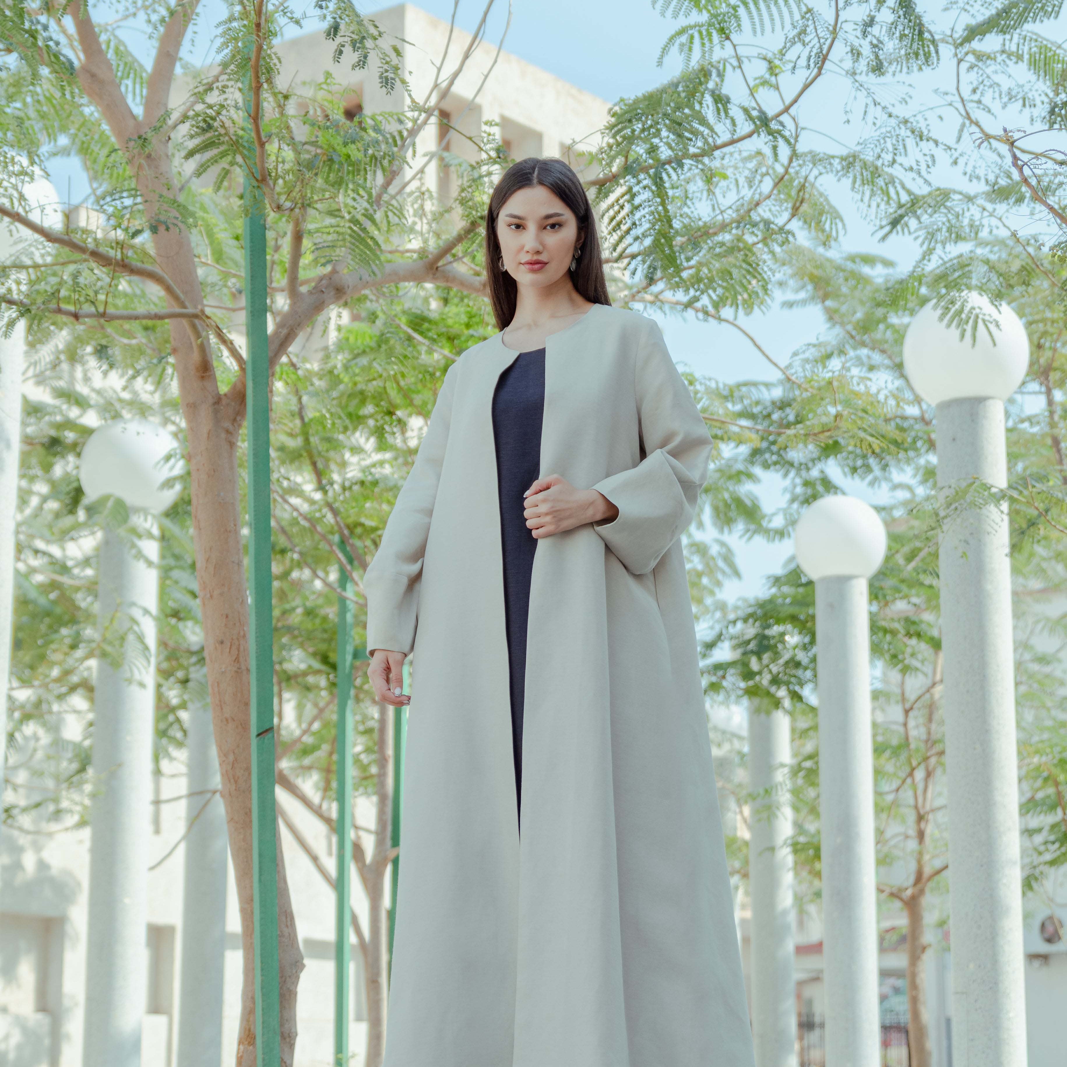 Silk Linen Abaya - Nesma Studio